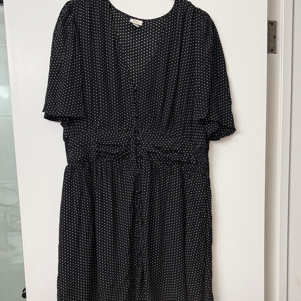 A New Day Black and White covered buttons down the front Polka Dot Dress